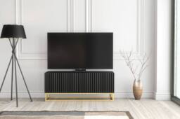 Creative Furniture Ripple TV Unit 100cm - Modern Fluted Design with Push to Open Doors in Black - thumbnail 8