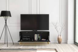 Creative Furniture Ripple TV Unit 100cm - Modern Fluted Design with Push to Open Doors in Black - thumbnail 9