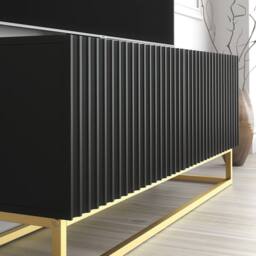 Creative Furniture Ripple TV Unit 100cm - Modern Fluted Design with Push to Open Doors in Black - thumbnail 4