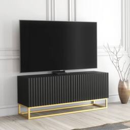 Creative Furniture Ripple TV Unit 100cm - Modern Fluted Design with Push to Open Doors in Black - thumbnail 3