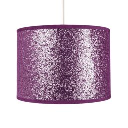 Happy Homewares Modern & Designer Bright Glitter Fabric Pendant/Lamp Shade in Purple - Size: 10 inches - thumbnail 2