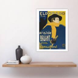 "Artery8 Eldorado Aristide Bruant Vintage Wall Art Print Toulouse Lautrec in Blue - Size: W12"" x H16""" - thumbnail 4