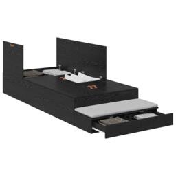 Berkfield Home Storage Bed Frame Black oak Engineered wood 236.5 x 100 x 31.5 cm - thumbnail 2