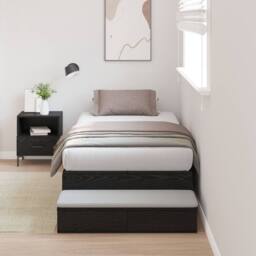 Berkfield Home Storage Bed Frame Black oak Engineered wood 236.5 x 100 x 31.5 cm - thumbnail 1