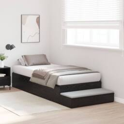 Berkfield Home Storage Bed Frame Black oak Engineered wood 236.5 x 100 x 31.5 cm - thumbnail 5