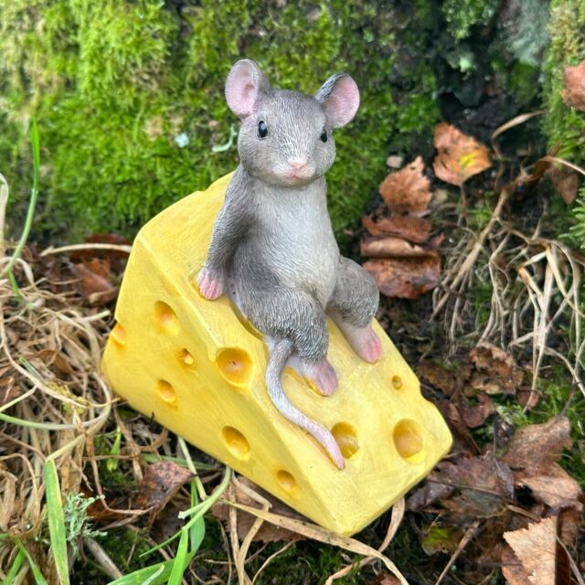 Animal Crackers Mouse On Cheese Wedge Fairy Garden Ornament - image 1