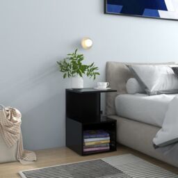 Berkfield Home Bedside Cabinet Black 35x35x55 cm Engineered Wood - Size: 35 x 35 x 55 cm - thumbnail 1