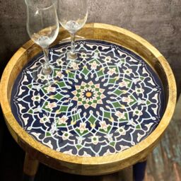 Hartsmede Handmade Side Table Solid Mango Wood Detachable Legs Marrakesh in Dark Blue - thumbnail 6