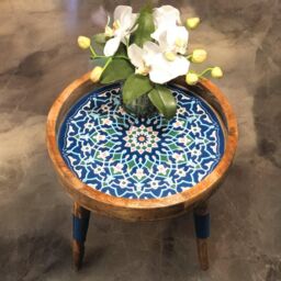 Hartsmede Handmade Side Table Solid Mango Wood Detachable Legs Marrakesh in Dark Blue - thumbnail 4