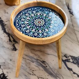 Hartsmede Handmade Side Table Solid Mango Wood Detachable Legs Marrakesh in Dark Blue - thumbnail 9