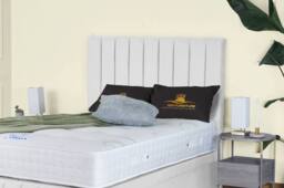UK Bed Furniture Hamilton Divan Ottoman Storage Bed with End Lift & 54 Inch Headboard in White - Size: Super King - thumbnail 3