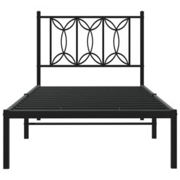 Berkfield Home Metal Bed Frame without Mattress with Headboard Black 90x200cm - Size: 90x200 cm - thumbnail 4