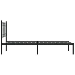 Berkfield Home Metal Bed Frame without Mattress with Headboard Black 90x200cm - Size: 90x200 cm - thumbnail 5