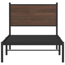 Berkfield Home Metal Bed Frame without Mattress Brown Oak 90x190 cm Single - thumbnail 5