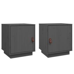 Berkfield Home Bedside Cabinets 2 pcs Grey 40x34x45 cm Solid Wood Pine - Size: 40 x 34 x 45 cm - thumbnail 2