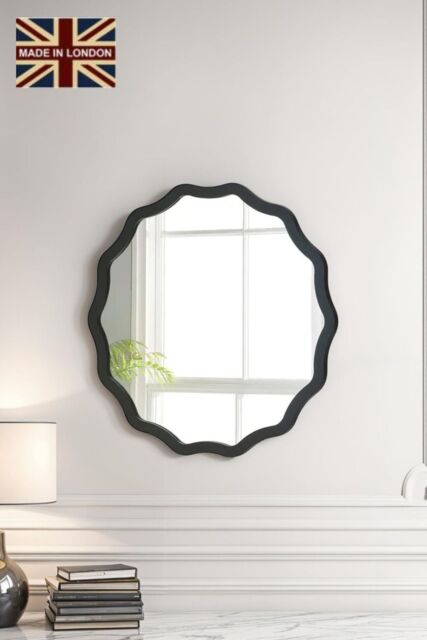 Yearn Mirrors Black Ripple Framed Circular Wall Mirror 60x60cm - Size: 60x60 cm - image 1