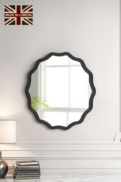 Yearn Mirrors Black Ripple Framed Circular Wall Mirror 60x60cm - Size: 60x60 cm