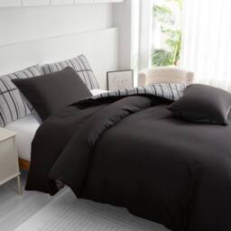 Pamposh Microfibre Duvet Cover Set King Size Reversible Bedding Sets in Grey - Size: Super King - thumbnail 8