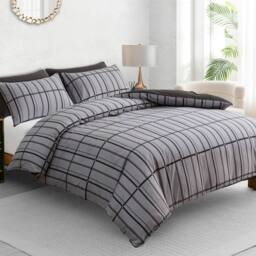 Pamposh Microfibre Duvet Cover Set King Size Reversible Bedding Sets in Grey - Size: Super King - thumbnail 2