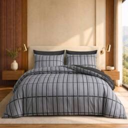Pamposh Microfibre Duvet Cover Set King Size Reversible Bedding Sets in Grey - Size: Super King