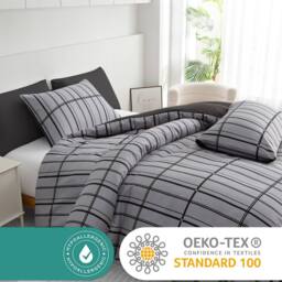 Pamposh Microfibre Duvet Cover Set King Size Reversible Bedding Sets in Grey - Size: Super King - thumbnail 7