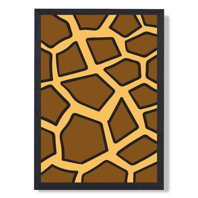 ARTZE Cute Cartoon Style Giraffe Print Framed Print SIZE: A3 with Black Frame in Brown - Size: A4 - image 1