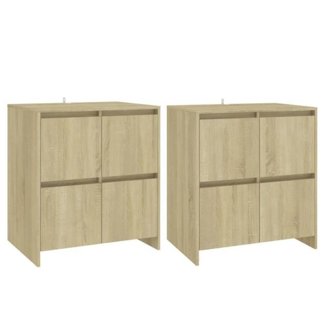 Berkfield Home Sideboards 2 pcs Sonoma Oak 70x41x75 cm Engineered Wood in Light Brown - Size: 70 x 41 x 75 cm - image 1