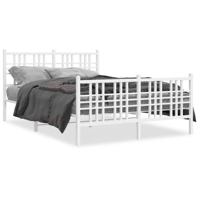 Berkfield Home Metal Bed Frame without Mattress with Footboard White 120x190cm - Size: 120x190 cm - image 1