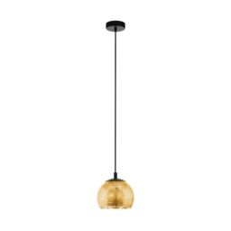 Loops Pendant Ceiling Light Colour Black Shade Gold Color Glass Bulb E27 1x40W