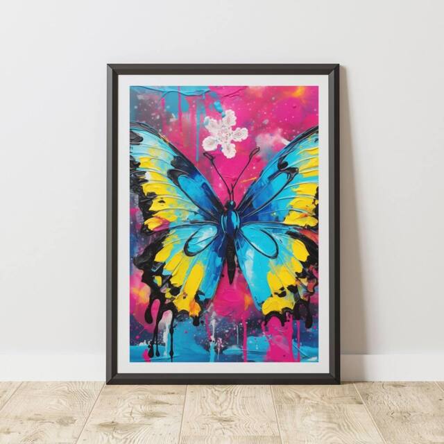 60 SECOND MAKEOVER Butterfly Pop Art Prints For Walls Urban Street Art Aesthetic Posters - Size: A4 - image 1