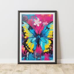 60 SECOND MAKEOVER Butterfly Pop Art Prints For Walls Urban Street Art Aesthetic Posters - Size: A4 - thumbnail 1