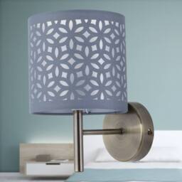 First Choice Lighting Set of 2 Brea - Antique Brass Wall Lights with Grey Cut Out Shade in Gold - thumbnail 4