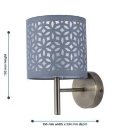 First Choice Lighting Set of 2 Brea - Antique Brass Wall Lights with Grey Cut Out Shade in Gold - thumbnail 6