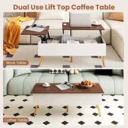 VOGREX Walnut Lift Top Office Coffee Table 110×48×40-53cm in Brown - thumbnail 6