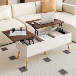 VOGREX Walnut Lift Top Office Coffee Table 110×48×40-53cm in Brown - thumbnail 1