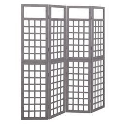Berkfield Home 4-Panel Room Divider/Trellis Solid Fir Wood Grey 161x180 cm