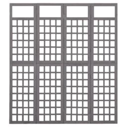 Berkfield Home 4-Panel Room Divider/Trellis Solid Fir Wood Grey 161x180 cm - thumbnail 2
