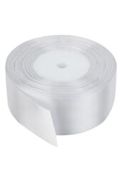 Neel Blue Double Sided Satin Polyester Ribbon Roll, 50mm x 25 Metres in White - thumbnail 1