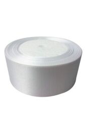 Neel Blue Double Sided Satin Polyester Ribbon Roll, 50mm x 25 Metres in White - thumbnail 4