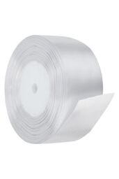 Neel Blue Double Sided Satin Polyester Ribbon Roll, 50mm x 25 Metres in White - thumbnail 3