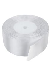 Neel Blue Double Sided Satin Polyester Ribbon Roll, 50mm x 25 Metres in White - thumbnail 2