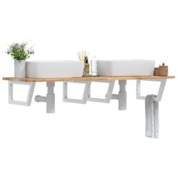 Berkfield Home Basin Shelf Wall Mounted Steel & Solid Wood Acacia in Brown