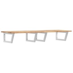 Berkfield Home Basin Shelf Wall Mounted Steel & Solid Wood Acacia in Brown - thumbnail 2