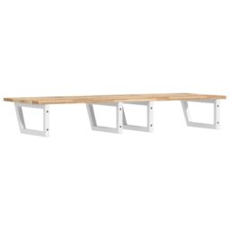 Berkfield Home Basin Shelf Wall Mounted Steel & Solid Wood Acacia in Brown - thumbnail 6