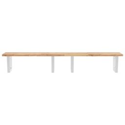 Berkfield Home Basin Shelf Wall Mounted Steel & Solid Wood Acacia in Brown - thumbnail 4