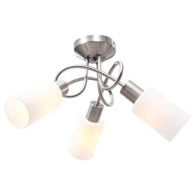 Berkfield Home Ceiling Lamp with Ceramic Shades for 3 E14 Bulbs White Cone - image 1