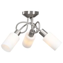 Berkfield Home Ceiling Lamp with Ceramic Shades for 3 E14 Bulbs White Cone - thumbnail 3