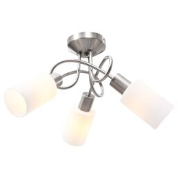 Berkfield Home Ceiling Lamp with Ceramic Shades for 3 E14 Bulbs White Cone