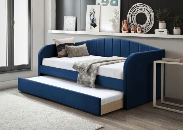 Flintshire Furniture Ltd Fabric Day Bed with pull out bed in Blue - Size: Single - image 1