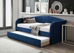Flintshire Furniture Ltd Fabric Day Bed with pull out bed in Blue - Size: Single